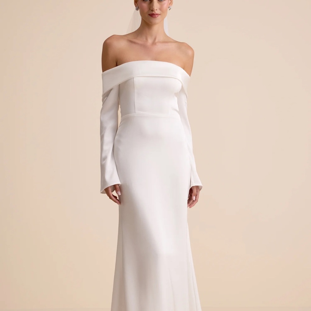 Lulu's Off-Shoulder Cream Wedding Dress